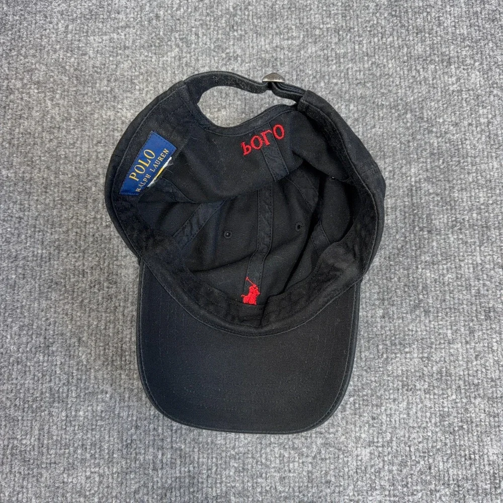 Polo Ralph Lauren Dad Hat Cap Strap Back Strapback Black Red Pony Logo Bred